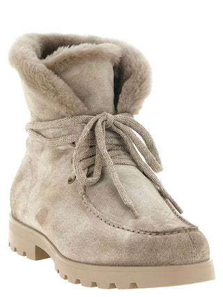 Beige Calfskin Ankle Boots
