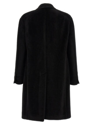 Black Alpaca Leather Coat