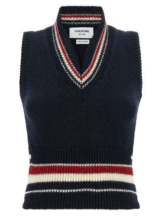 Blue Wool Sleeveless Jacket