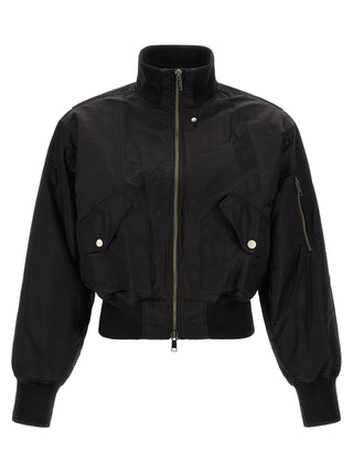 Black Nylon Bomber