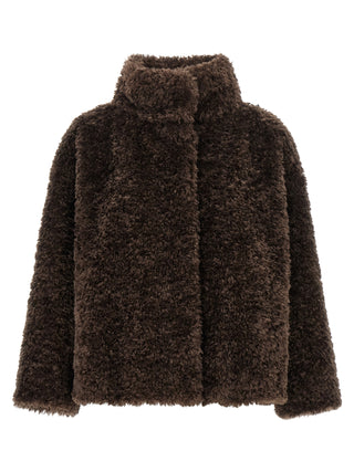 Brown Polyester Full-Length Jacket