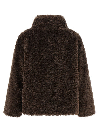 Brown Polyester Full-Length Jacket