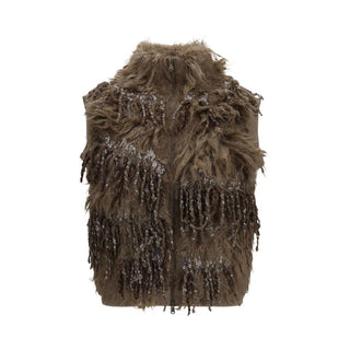 Beige Mohair Sleeveles Sweater