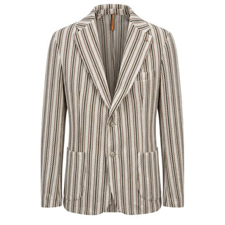 Beige Cotton Men Jacket