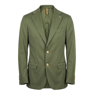 Green Cotton Men Jacket