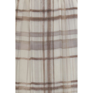 Beige Silk Midi Skirt