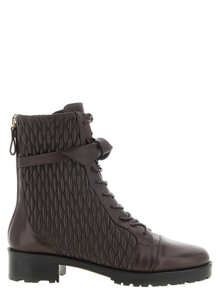 Purple Calfskin Lace-Up Boots