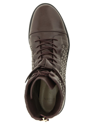 Purple Calfskin Lace-Up Boots