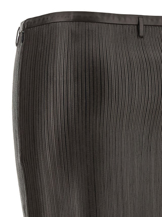 Brown Lamb Leather Midi Skirt