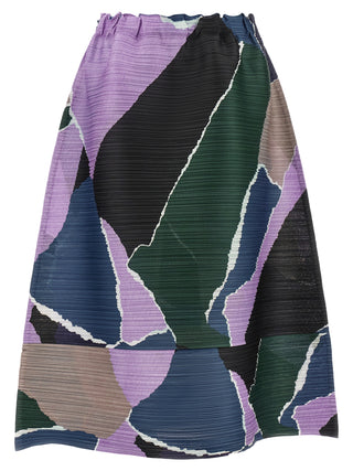 Multicolor Polyester Midi Skirt