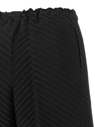 Black Polyester Casual Pants