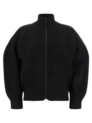 Black Polyester Full-Length Jacket
