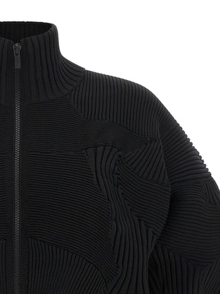 Black Polyester Full-Length Jacket