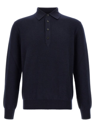 Blue Cashmere Polo Shirt