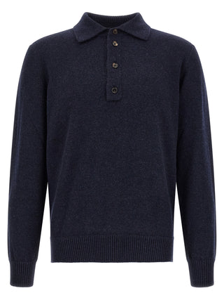 Blue Wool Polo Shirt