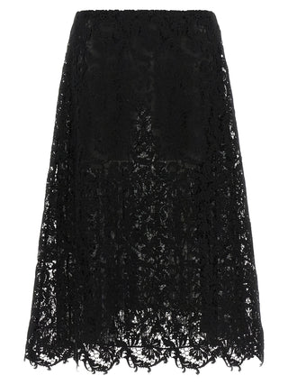 Black Cotton Midi Skirt