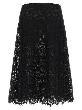 Black Cotton Midi Skirt