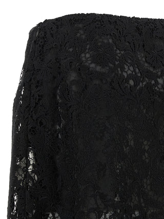 Black Cotton Midi Skirt