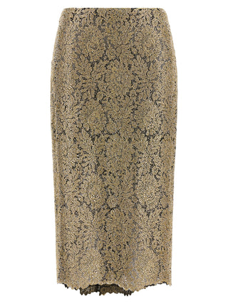 Gold Polyester Midi Skirt