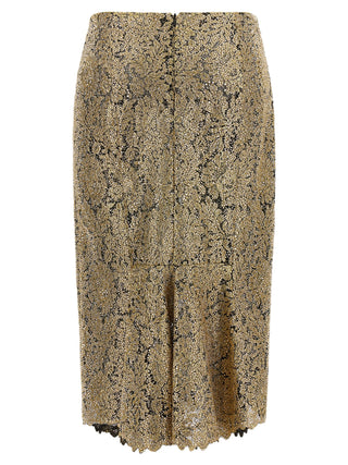 Gold Polyester Midi Skirt