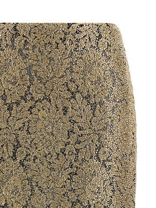 Gold Polyester Midi Skirt