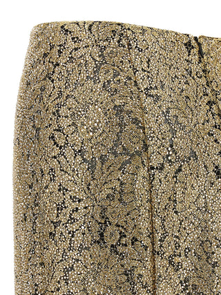 Gold Polyester Midi Skirt
