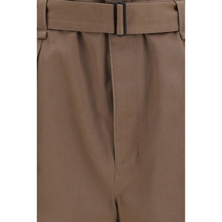 Brown Polyester Casual Pants