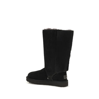Black Suede Leather Lace-Up Boots
