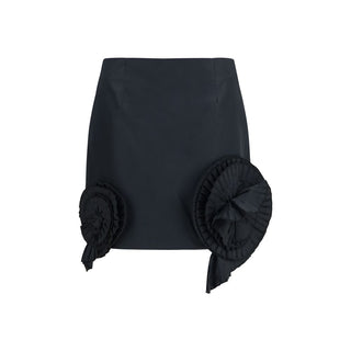 Black Polyester Mini Skirt