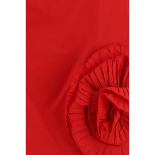 Red Polyester Mini Skirt