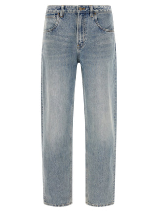 Blue Cotton Straight-Leg Jeans