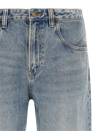Blue Cotton Straight-Leg Jeans