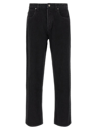 Black Cotton Straight-Leg Jeans