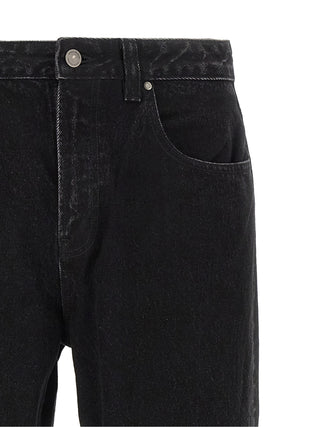 Black Cotton Straight-Leg Jeans