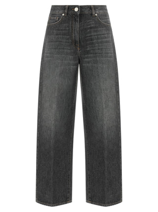 Gray Cotton High-Waisted Jean