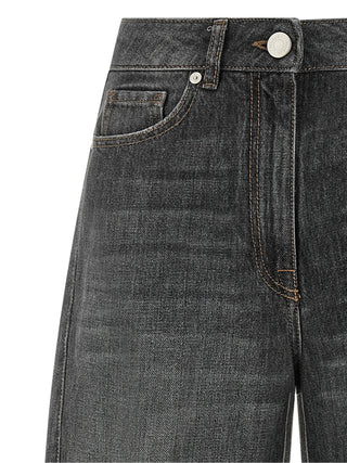 Gray Cotton High-Waisted Jean