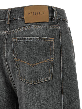 Gray Cotton High-Waisted Jean
