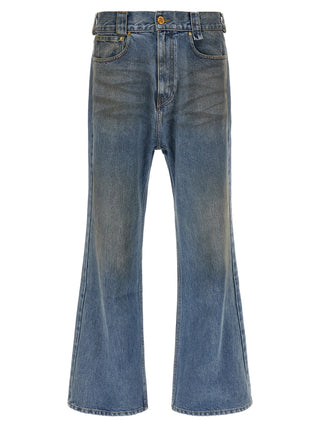 Blue Cotton Flared Jeans