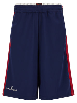 Blue Polyester Bermuda Shorts