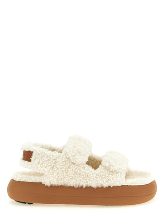 White Lambskin Flat Sandals