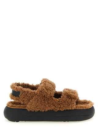 Brown Lambskin Flat Sandals