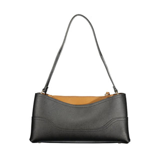 Nero Polyurethane Women Bag with Compartments and Central Pocket