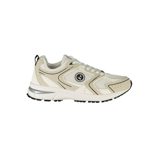 White Polyester Athletic Sneakers