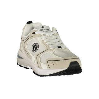 White Polyester Athletic Sneakers