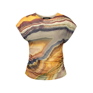 Beige Viscose Womens T-Shirt