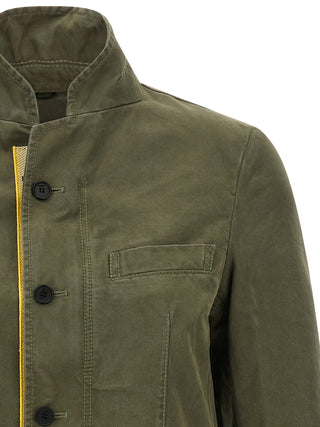 Bicolor Cotton Full-Length Jacket