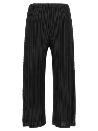 Black Polyester Casual Pants