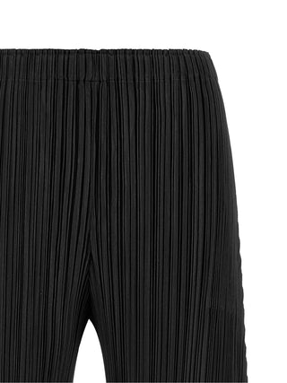 Black Polyester Casual Pants