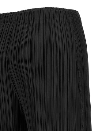 Black Polyester Casual Pants