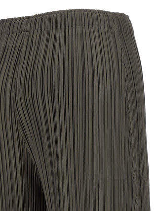 Gray Polyester Casual Pants